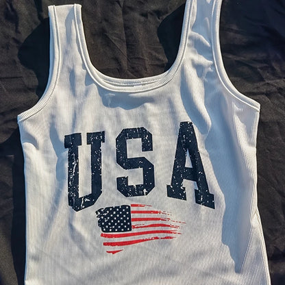 Y2k USA Crop Top Harajuku Women Letter Print T-Shirts Slim Retro Fashion Grunge Vintage Tee Streetwear Aesthetic Clothing Sexy