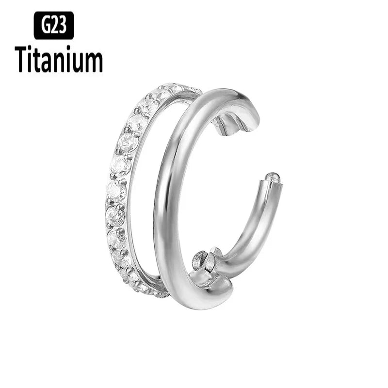 New G23 Titanium Piercing High Quality CZ Nose Ring Earrings 8/10/12mm Body Jewelry 16G ASTM f136 Titanium Nose Septum Piercings