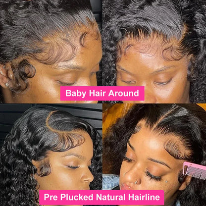 Short Bob Deep Wave Lace Frontal Wig PrePlucked 13x4 13x6 Lace Front Wig Peruvian Curly Human Hair Bob Wigs For Women and Girls Badiee Stylez