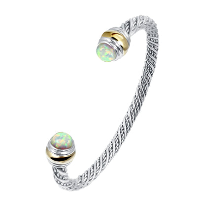 1PC Cable Bracelet for Women Gemstone Open Cuff Bracelet Bangle Bracelet Pearl Bracelet for Girls Best Gift for Women Friend White Opal