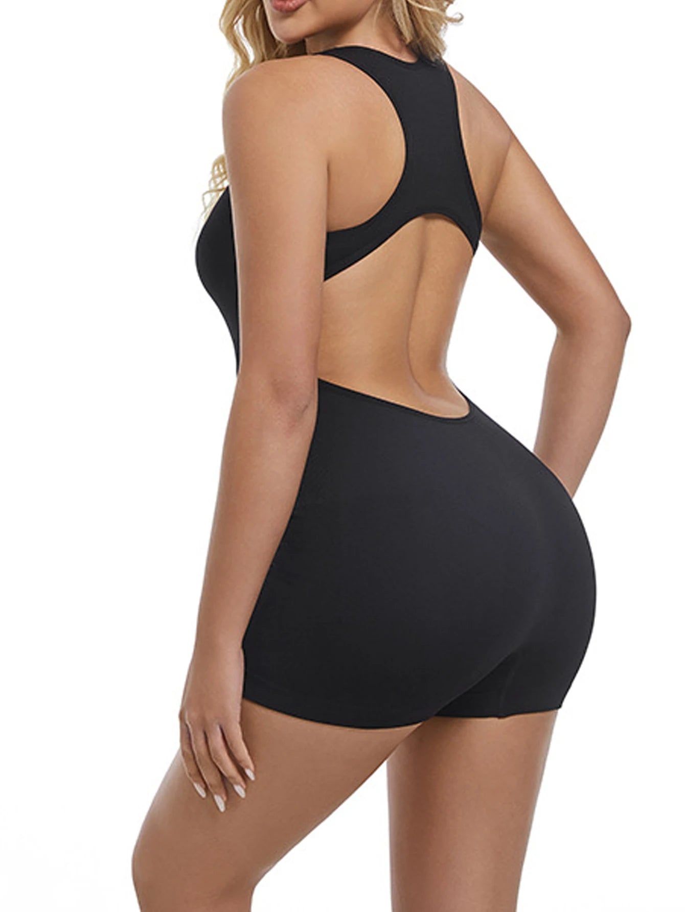 Women Jumpsuit Seamless Open Back Bodysuit Fitness Wear For Yoga Black 3XL Badiee Stylez