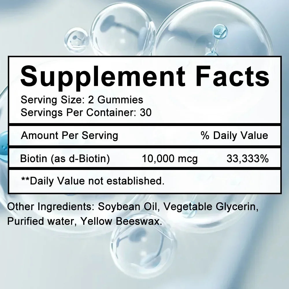 Biotin Gel 10000mcg [Highest Potency] Healthy Hair, Skin & Nails Vitamins for Women, Men & Children