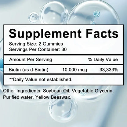 Biotin Gel 10000mcg [Highest Potency] Healthy Hair, Skin & Nails Vitamins for Women, Men & Children