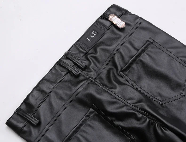 Men's Leather Pants Skinny Fit Elastic Fashion PU Leather Biker's Trousers Nightclub Party & Dance Pants Thin