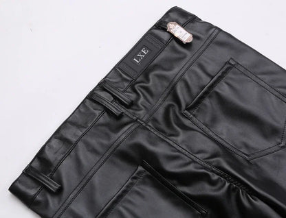 Men's Leather Pants Skinny Fit Elastic Fashion PU Leather Biker's Trousers Nightclub Party & Dance Pants Thin
