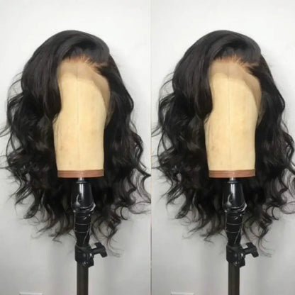 Black Short Body Wave Lace Front Wigs Glueless Natural Wave Synthetic Heat Resistant Fiber Hair Wig With Baby Hair 16 Inch Badiee Stylez