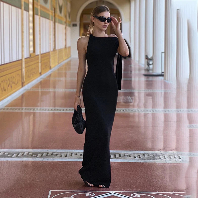 Candyhot Sexy Solid O-Neck Sleeveless Casual Fashion Dress Y2K Summer Slim Fit Piece Maxi Dress Evening Dresses Women's Clothing