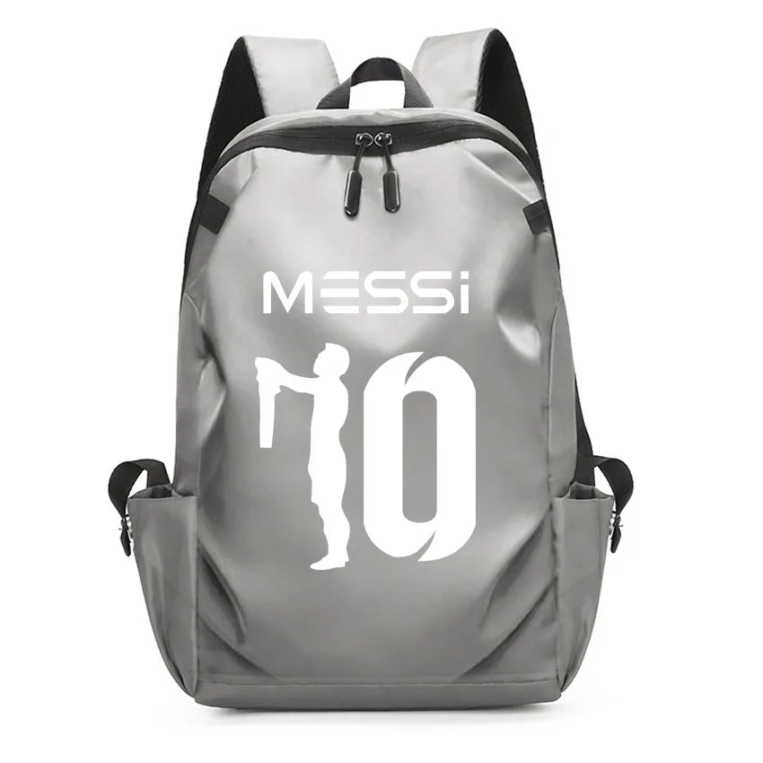 Football Super Stars MESSI Backpack Boy Girl Unisex College Student Backpack Women Men Laptop Teens Student USB Port Rucksack Grey B064