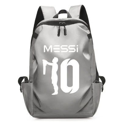 Football Super Stars MESSI Backpack Boy Girl Unisex College Student Backpack Women Men Laptop Teens Student USB Port Rucksack Grey B064
