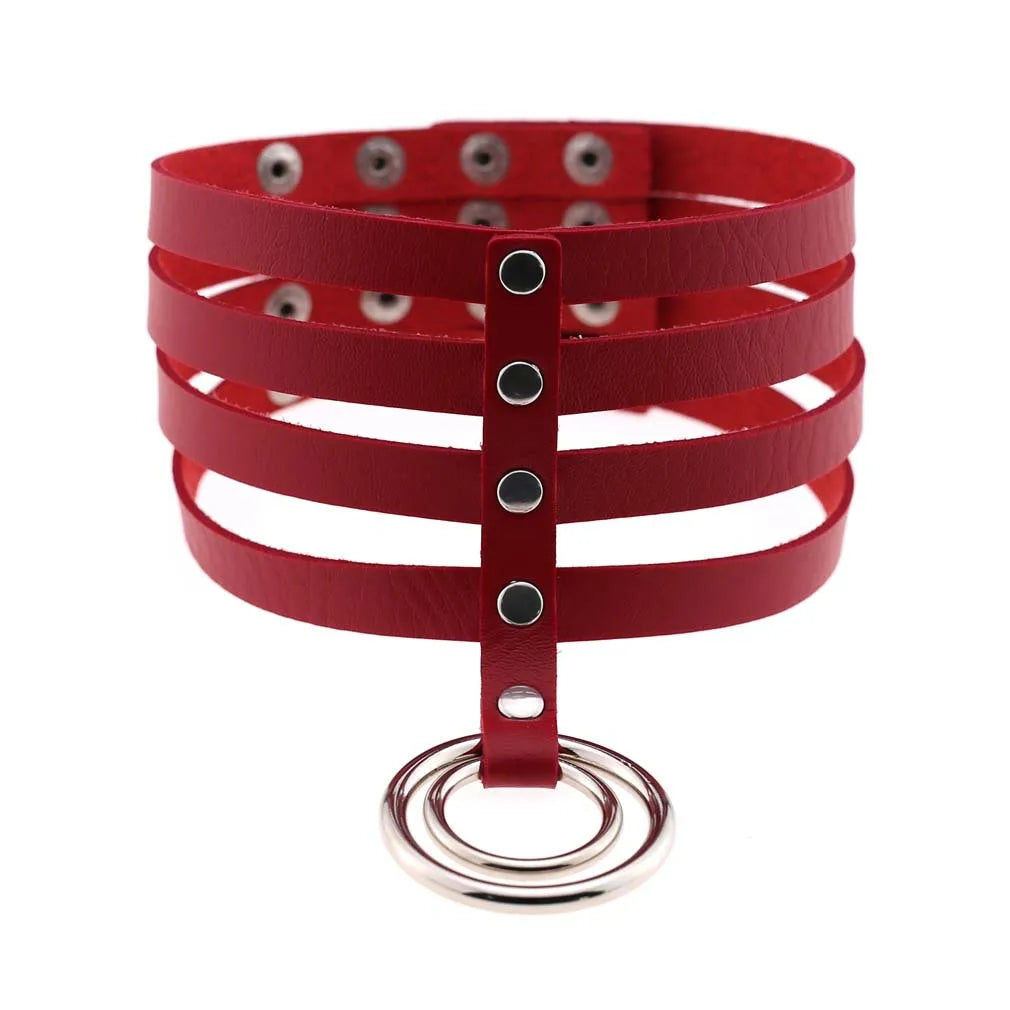 Punk Red Choker Necklace PU Leather Sexy Spiked Neck Strap Clavicle Collar Men Necklaces Hollween Women Y2K Jeweley Gift P062 red