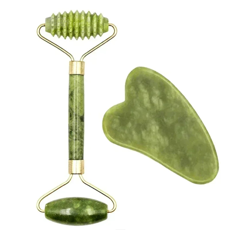 Natural Jade Roller Face Gua Sha Natural Stone Body Neck Massager Acupoint Eye Care Spa Massage Tools Massage Visage Lifting Badiee Stylez