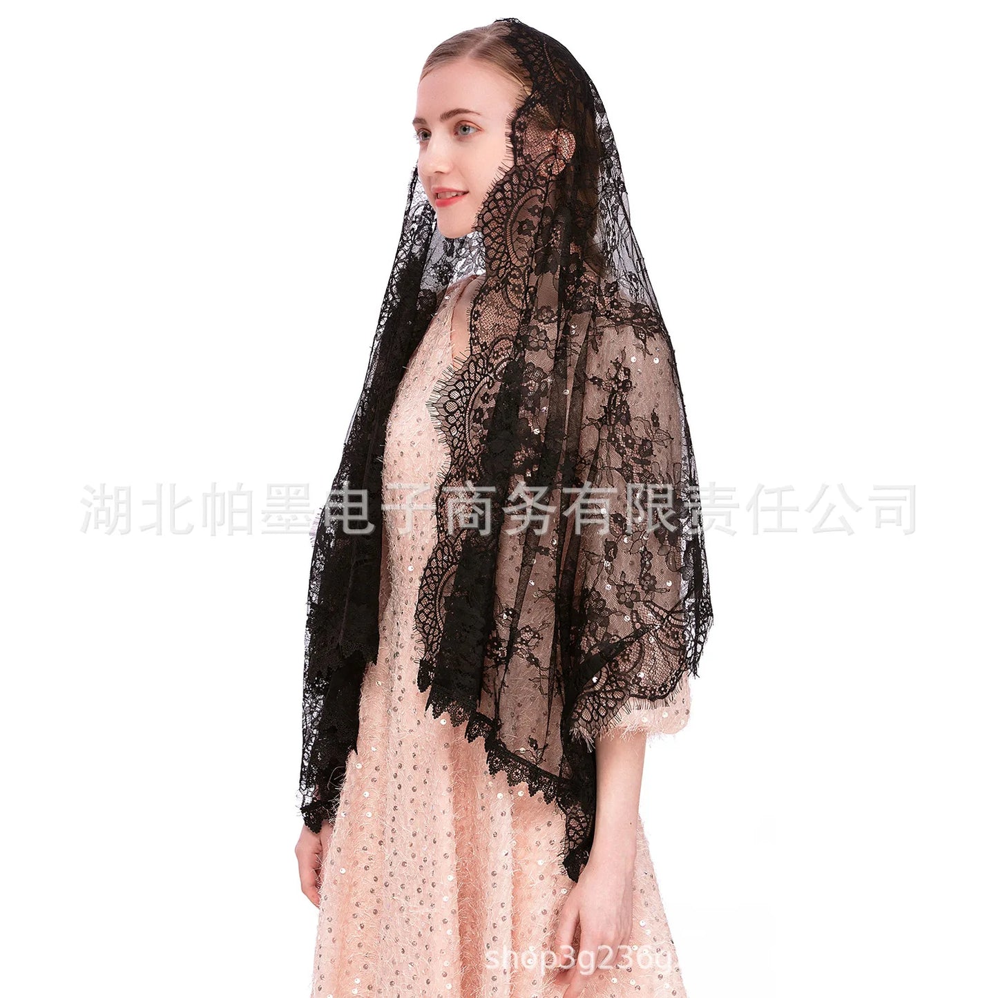 Mantilla Veil Long Length Lace Breathable Lightweight Soft for Wedding Church Ceremony Muslim Wedding Compatible with Wedding