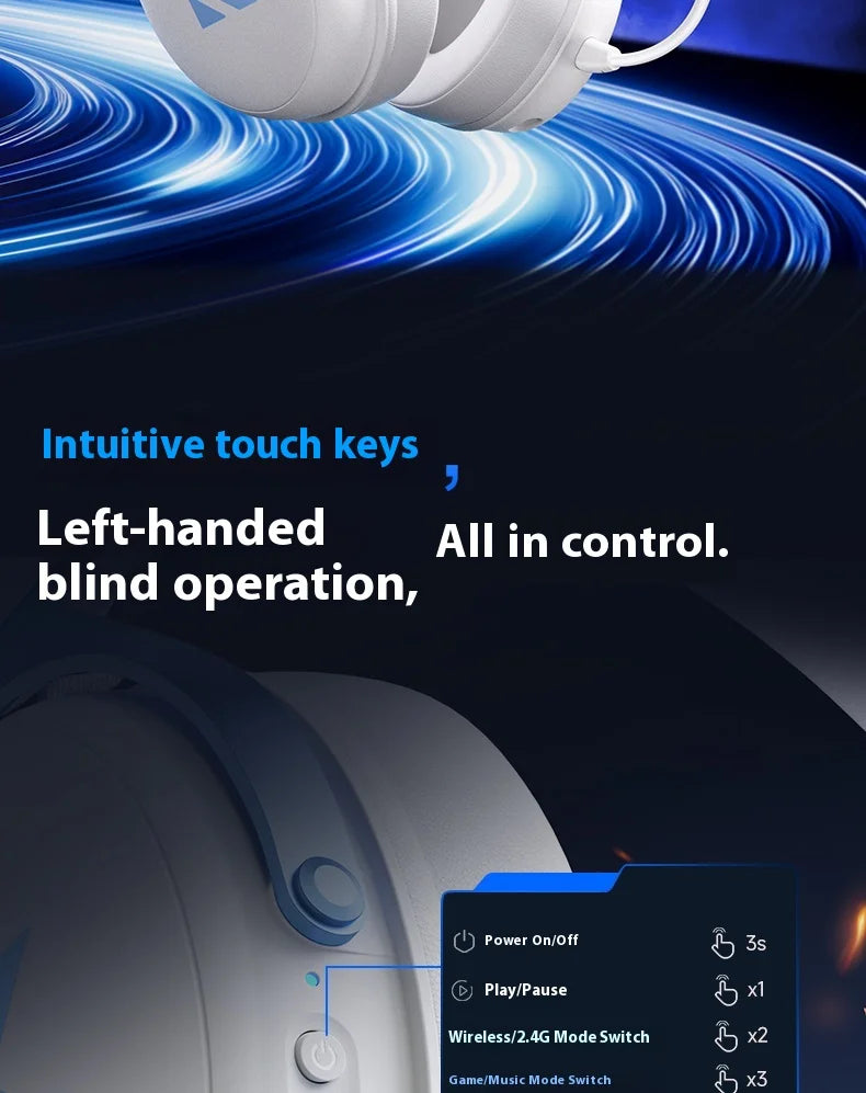 MCHOSE V9 pro Wireless Bluetooth Headset Low Delay Three Mode Microphone Noise Reduction Dynamic Sound for Office And Gaming Badiee Stylez