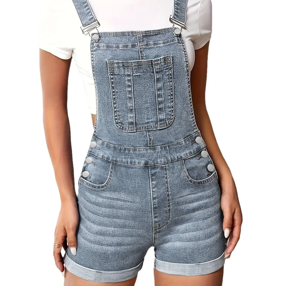Women's Slim Fit Denim Shorts with Pockets Cross Border Trade Europe and America Style Smooths Your Silhouette Strapless Jeans