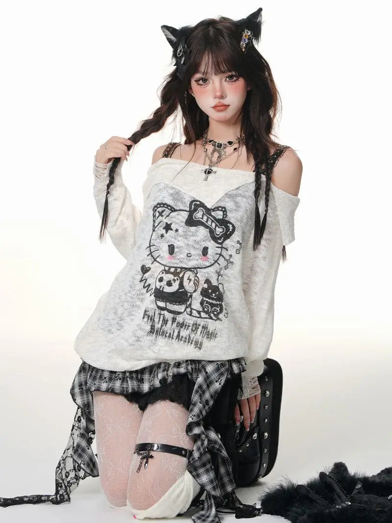 Retro Harajuku Gothic Style Leather Splicing Short Skirt for Women Y2K Lace Hem Mini Pleated Skirt Autumn Street Cool Girl