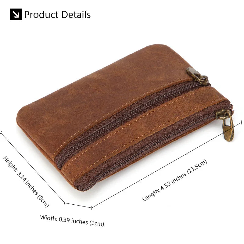 New Cow Leather Men's And Women's Change Vintage Coin Bag Headphone Purse Storage Mini Bag For Man And Woman