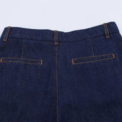 UNIZERA 2025 Women Denim Set Loose Fit Button Down Shirt With Wide Leg Pants Fashionable Casual Wear for Women