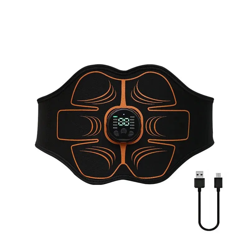 Abs Trainer EMS Abdominal Muscle Stimulator Electric Toning Belt USB Recharge Waist Belly Weight Loss Home Gym Fitness Equiment orange
