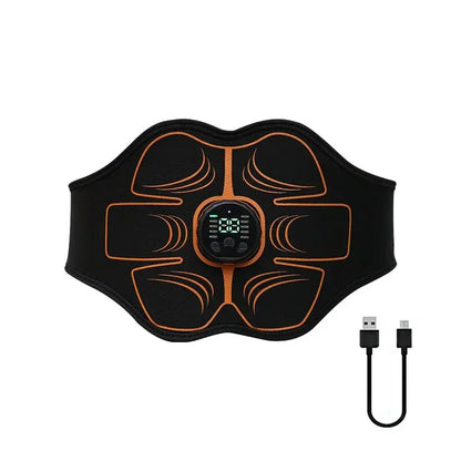 Abs Trainer EMS Abdominal Muscle Stimulator Electric Toning Belt USB Recharge Waist Belly Weight Loss Home Gym Fitness Equiment orange