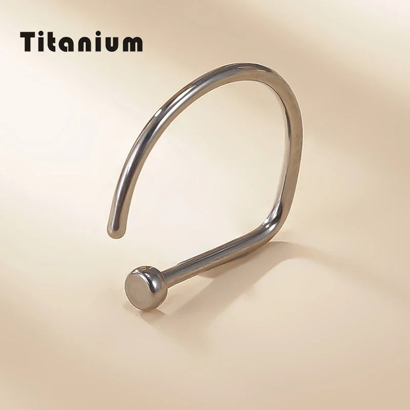 ASTM F136 Titanium PIERC D Shape Nose Ring Nostril Piercing Hoop Septum Rings Bar Pin Nose Lip Studs Body Jewelry Wholesale Badiee Stylez