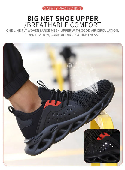 48 Size Steel Toe Cap Light Breathable Sneaker For Men Unisex Work Safety Shoes  Anti-smash And Anti-puncture Safety Sneakers - Badiee Stylez