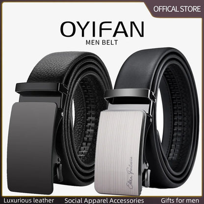 OYIFAN Men Belt Genuine Leather belt for men Alloy buckle ratchet belts Men Designer Belt Automatic belts 벨트 Badiee Stylez