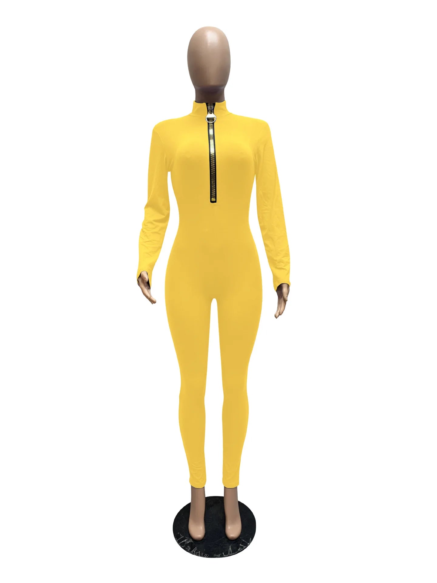 Women's Bodycon One-piece Jumpsuit Long Sleeved Big Zipper Female Casual Sport Workout Skinny Activity Wear Overalls Tops Badiee Stylez