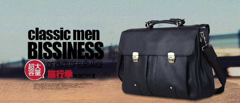 FANCODI Genuine Leather Briefcase men Business Bag Male Portfolio Attache Case Leather 15.6" Laptop Bag Office tote Handbag big