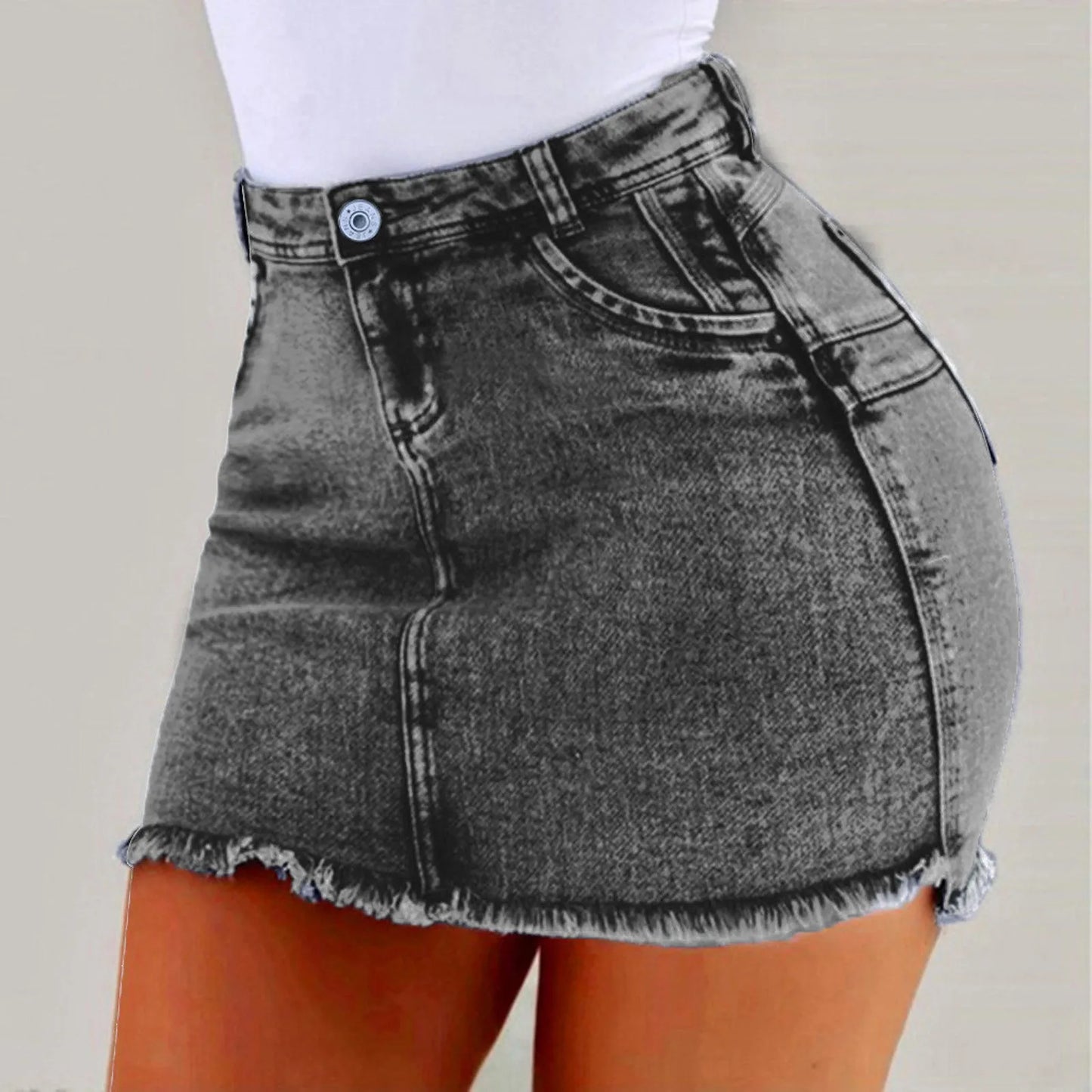Mini Skirt Women's Wash Mini Female Short Skirts Summer Women's Sexy Denim Skirt Skirts for Women Knee Length Casual Grey