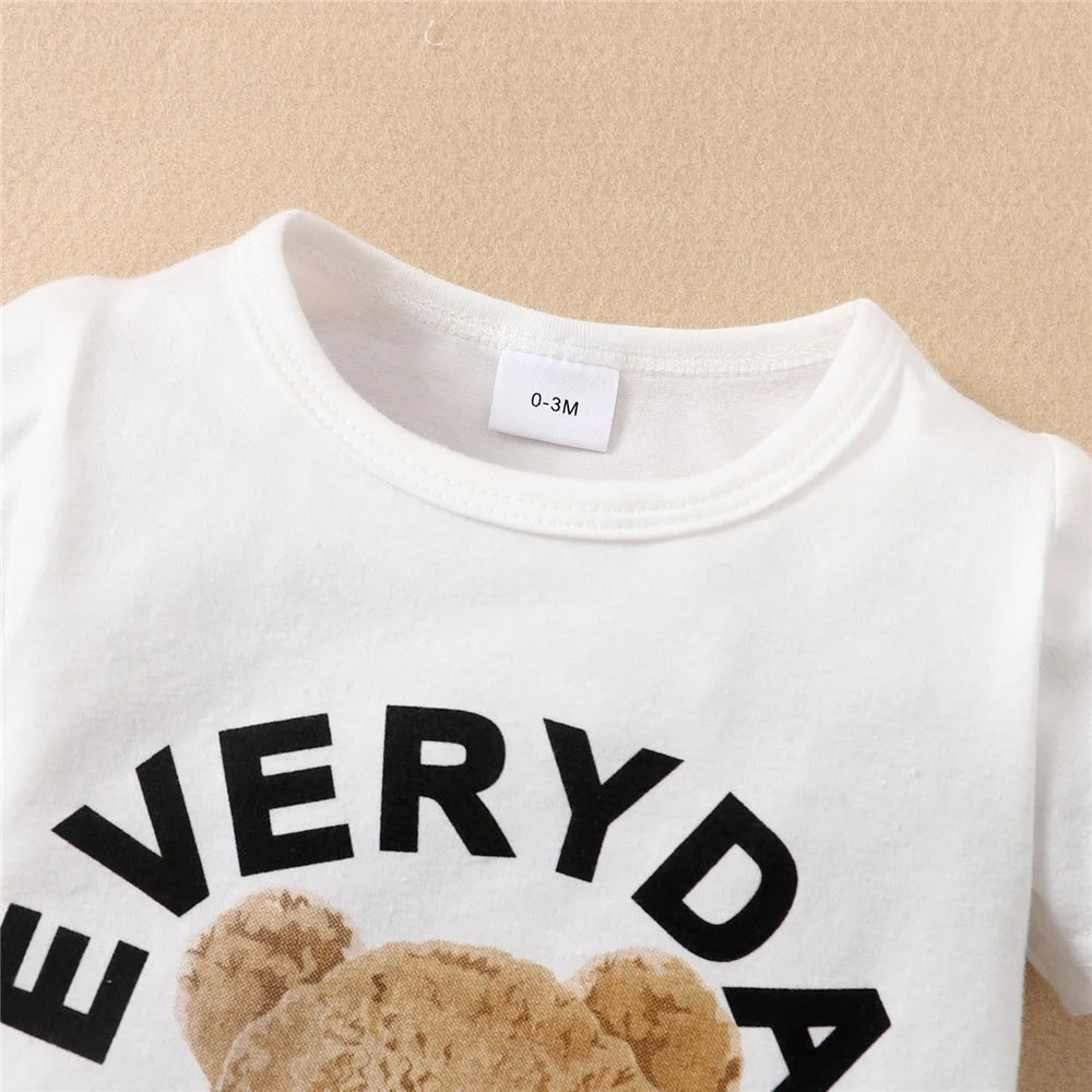 0-12Months Newborn Baby Boy Romper Animal Panda Bear Short Sleeve Jumpsuit + Hat 2PCS Infants Clothes Summer Fashion Bodysuit