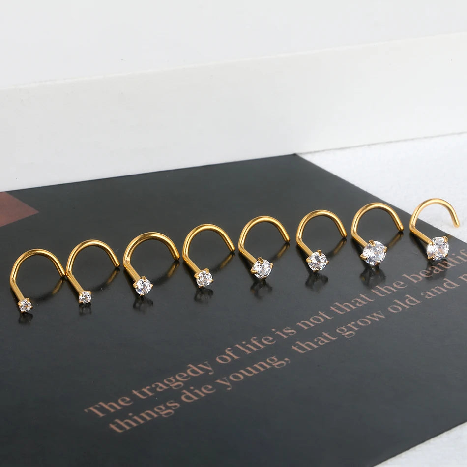 1PC Titanium 18G /20G 1.5/2/2.5/3mm Zircon Gem Nose Stud Piercing Screw Prong CZ Nostril Earring Nariz Piercings Sexy Jewelry Badiee Stylez