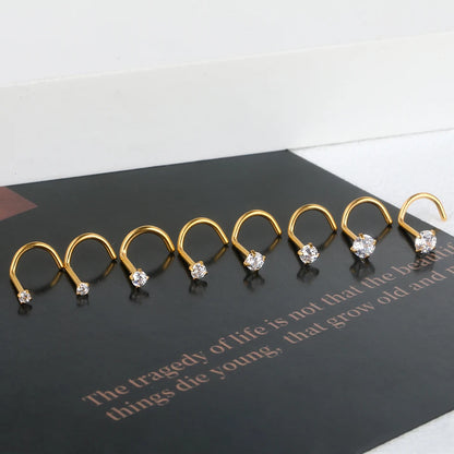 1PC Titanium 18G /20G 1.5/2/2.5/3mm Zircon Gem Nose Stud Piercing Screw Prong CZ Nostril Earring Nariz Piercings Sexy Jewelry Badiee Stylez