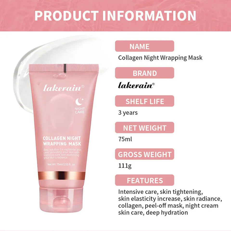 Collagen Peel-off Mask Moisturizing Deep Cleansing Anti Wrinkle Face Skin Care Masks Hydrating Overnight Collagen Mask Cream.