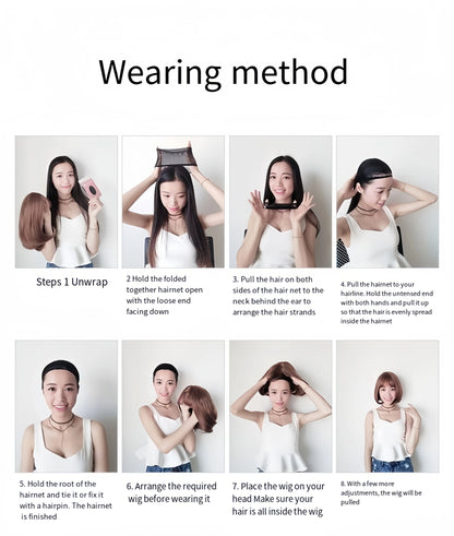 Fashion black synthetic wig female Qi bangs long hair festival daily wig chemical fiber mechanism full head wig