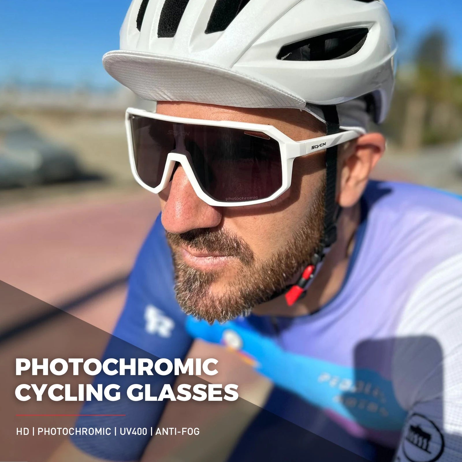 SCVCN Outdoor Photochromic Cycling Glasses Bike Sunglasses Men UV400 Eyewear Sports MTB Goggles Bicycle Riding Women Hiking New