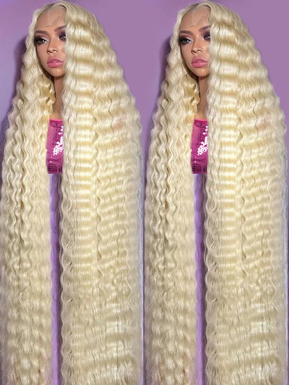 613 Blonde HD Lace Frontal Wig 13x4 13×6 Deep Wave Lace Front Human Hair Wig Colored Curly Wigs Water Wave Wigs For Women ﻿ ﻿ Badiee Stylez