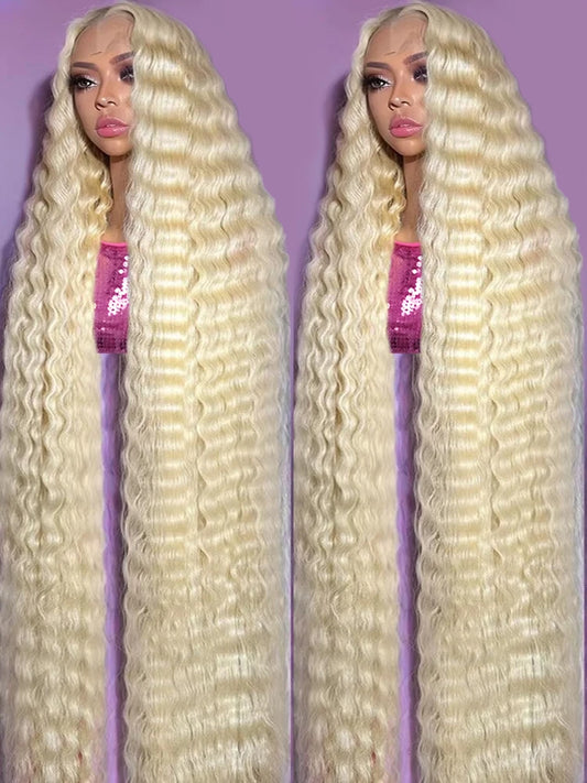 613 Blonde HD Lace Frontal Wig 13x4 13×6 Deep Wave Lace Front Human Hair Wig Colored Curly Wigs Water Wave Wigs For Women ﻿ ﻿ Badiee Stylez