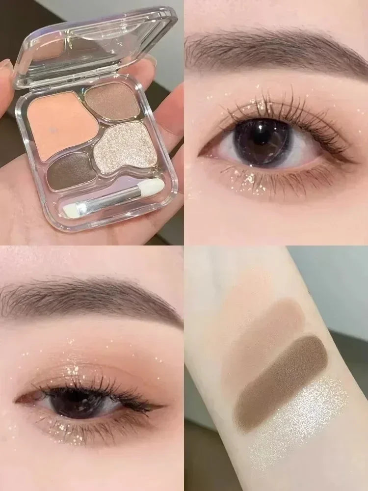 4Color Eyeshadow Palette Blush Eyeliner Eyeshadow Highlight Contour Palette Eyes Makeup Cute Beauty Cosmetics 01