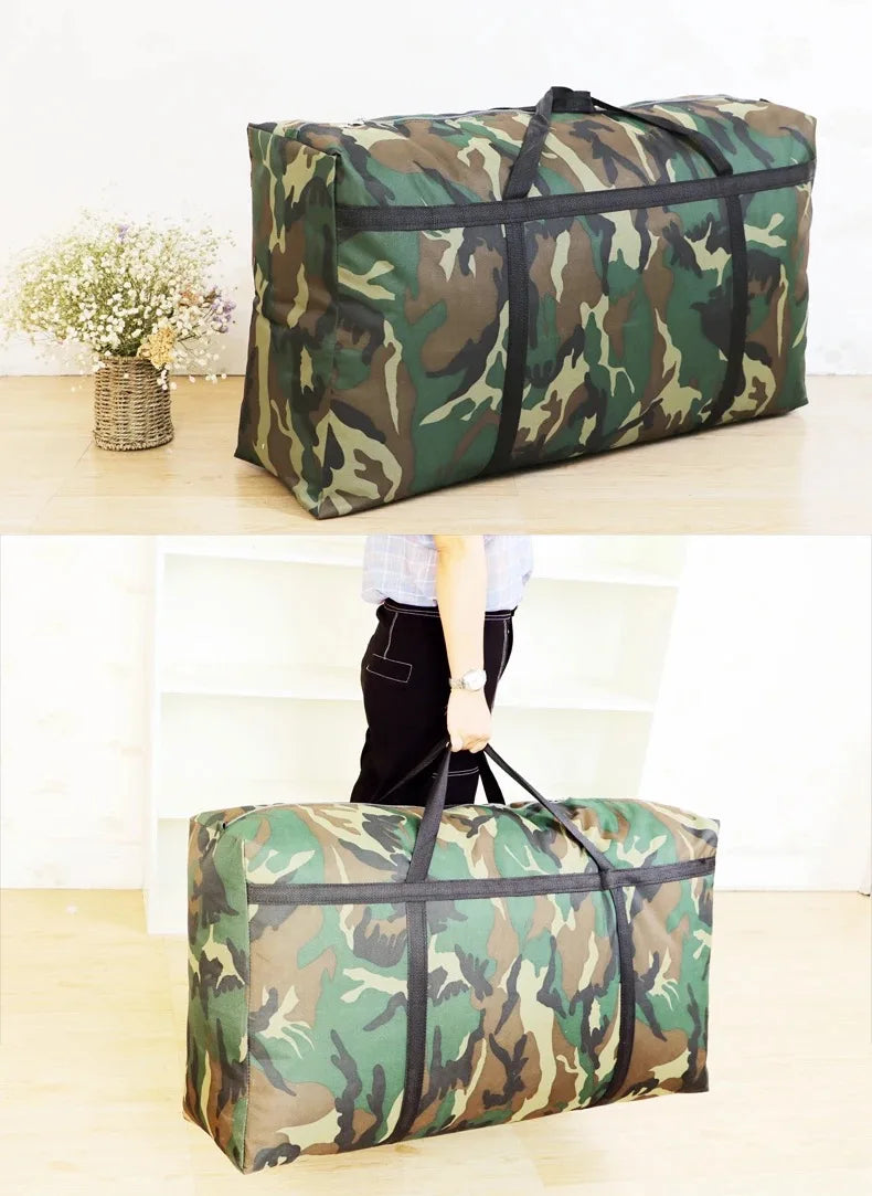 Camouflage Luggage Moving House Big Bag Thick Waterproof Oxford Cloth Moving Artifact Large Woven Storage Men's Travel Bag 180L