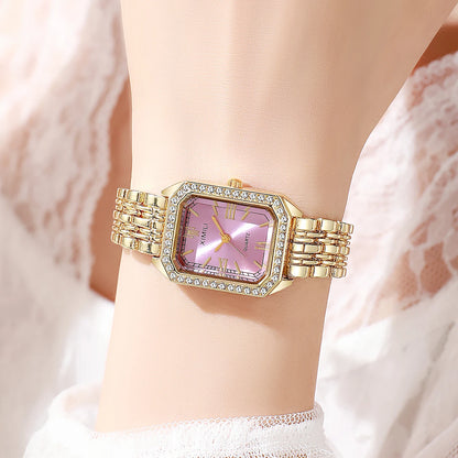 New High-end Luxury Ladies Watches Elegant Diamond Jewelry Quartz Bracelet Wristwatch Gifts for Women 2025 Fashion Dress Watch PURPLE