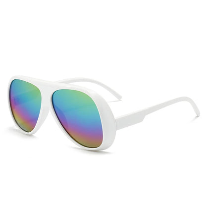 SHAUNA Fashion Oversized Pilot Men Sunglasses Retro Gradient Mirror Shades UV400 Women Sun Glasses White colorful