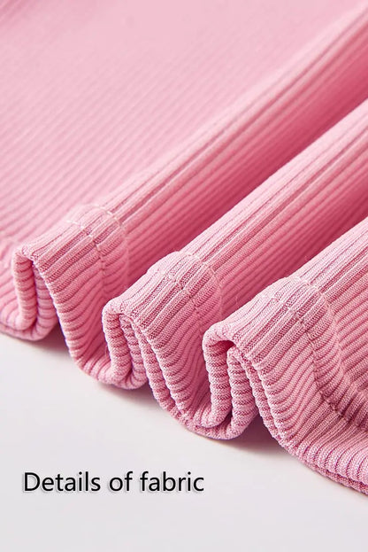 Lounge Wear Ribbed Casual 2 Piece Summer Shorts Set For Women Sleeve Top+Elastic Leggings Outfits