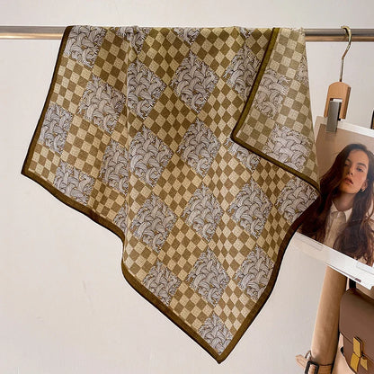 Fashion 70cm Cotton Square Scarf Women Floral Print Design Bandanas Lady Scarves Headband Accessories Handkerchief Hair QME168-04 65x65cm