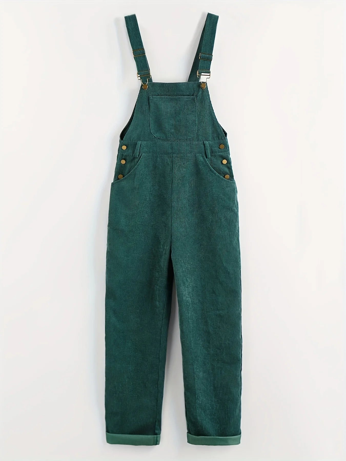 European and American fashion women's corduroy solid color casual long suspenders Badiee Stylez