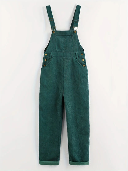 European and American fashion women's corduroy solid color casual long suspenders Badiee Stylez