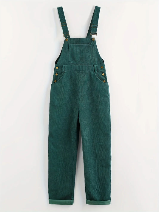 European and American fashion women's corduroy solid color casual long suspenders Badiee Stylez