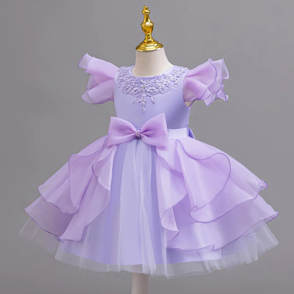 Princess dress; evening dress; bow puffy dress; stage performance dress; hostess dress; flower girl dress; gauze dress Badiee Stylez