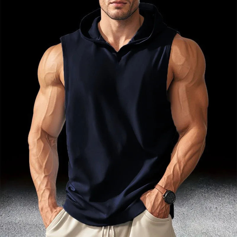 Gym Solid Color 2024 Brand New Men's Tank Tops Vest Sleeveless Tees For Male Hooded Man Vests Tops Hip Hop Men Tank Top T shirt Picture color 2