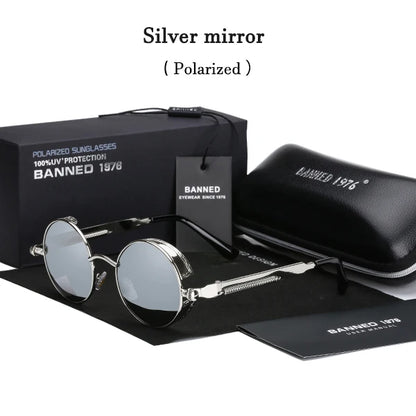 2022 HD Polarized Round Metal Sunglasses UV400 Men's Sun glasses Feminin Women's Vintage Gafas De Sol Metal Goggles With box mirror original box