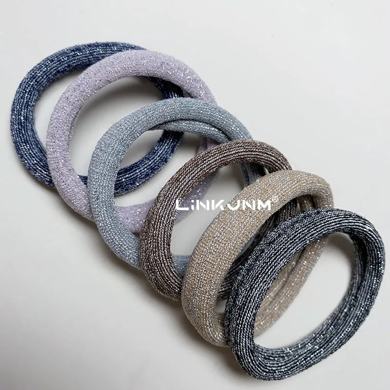 6PCS Women Glitter Hair Scrunchies Girls Elastic Hair Rubber Bands Hair Holder/Gum Hair Accessories Ponytail Hair Holders Badiee Stylez